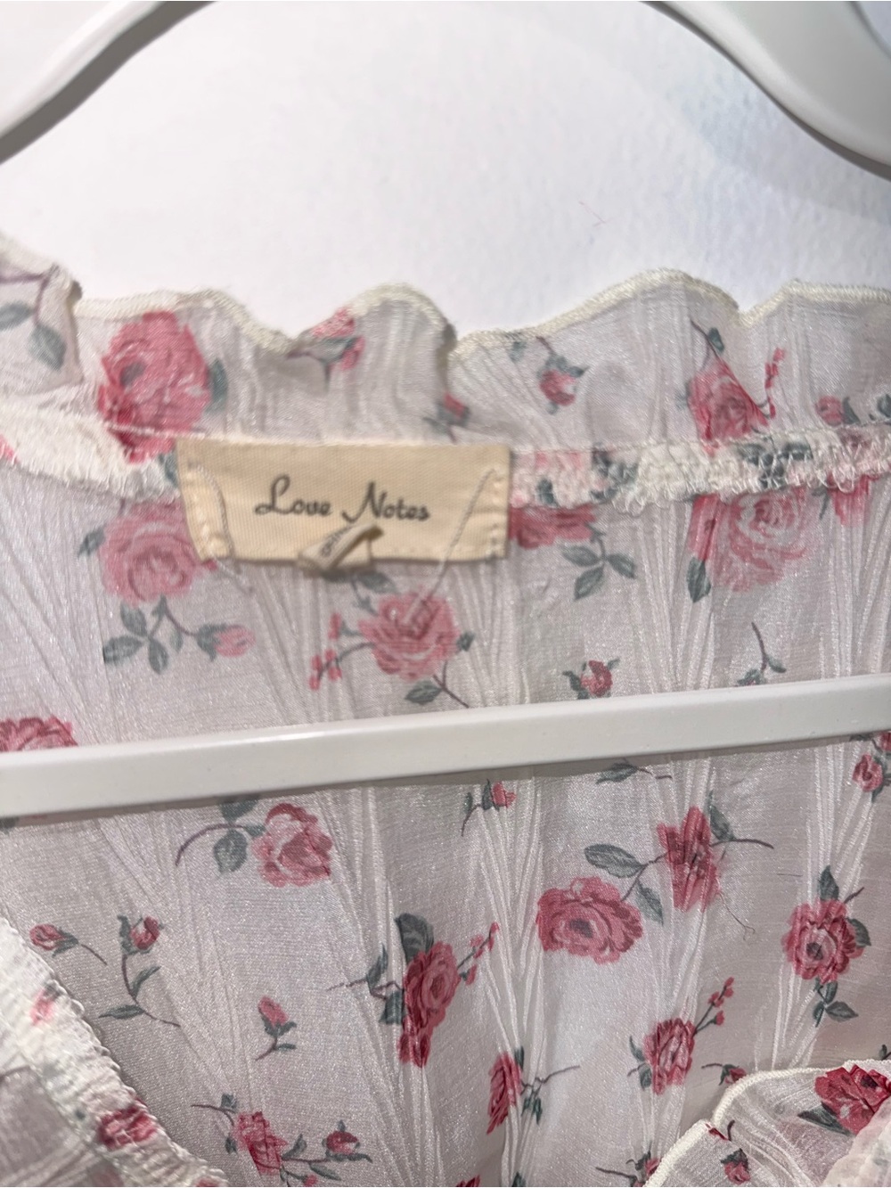 Love Notes Sheer Floral Ruffle Blouse - Picture 3 of 5